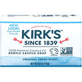 Kirk's barra Castilla Coco 4oz, textura suave para la piel.