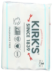 Kirks barra jabón sin fragancia, textura cremosa para piel sensible.