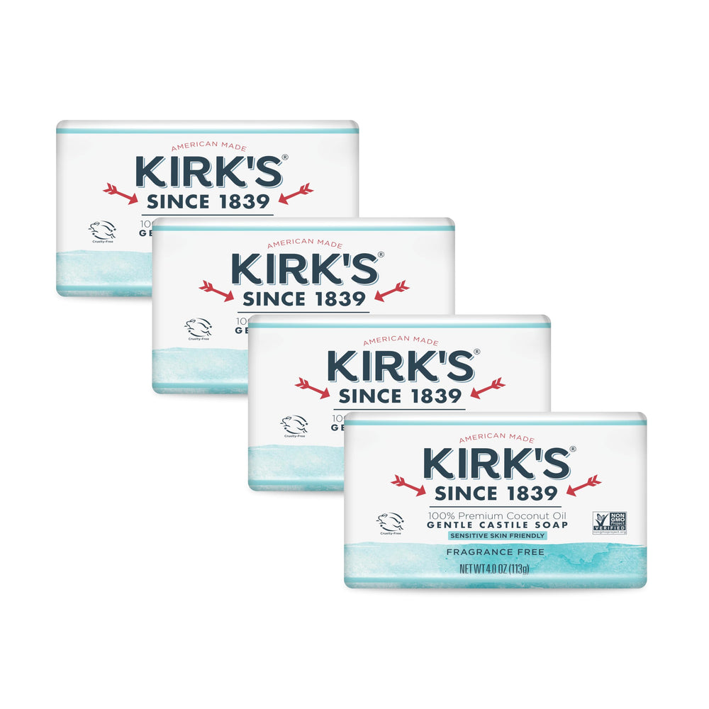 Kirk's Jabón Castile en barra para piel sensible, limpieza suave