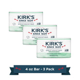 Kirk's Jabón de Castilla suave con aloe vera, presentación de tres unidades para uso diario.