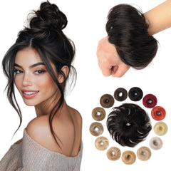 Pieza KISANOF para moño despeinado, vista frontal, look natural para eventos.