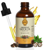 Kisii Aceite de Ricino Negro Jamaicano en frasco de vidrio para pureza y uso diario