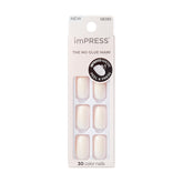 KISS ImPRESS uñas postizas media squoval en blanco puro para un acabado liso y elegante