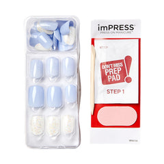 KISS imPRESS uñas en lavanda sin pegamento con estilo suave y duradero.