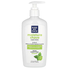 Kiss My Face Moisture Shave en botella de 11 oz, aroma cítrico de lima para uso diario.