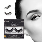 KISS Negro Mate, pestañas 16 mm, efecto intenso para mirada seductora.
