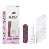 Kiss New York Kit reparación uñas con contenido, listo para restaurar uñas dañadas en casa.