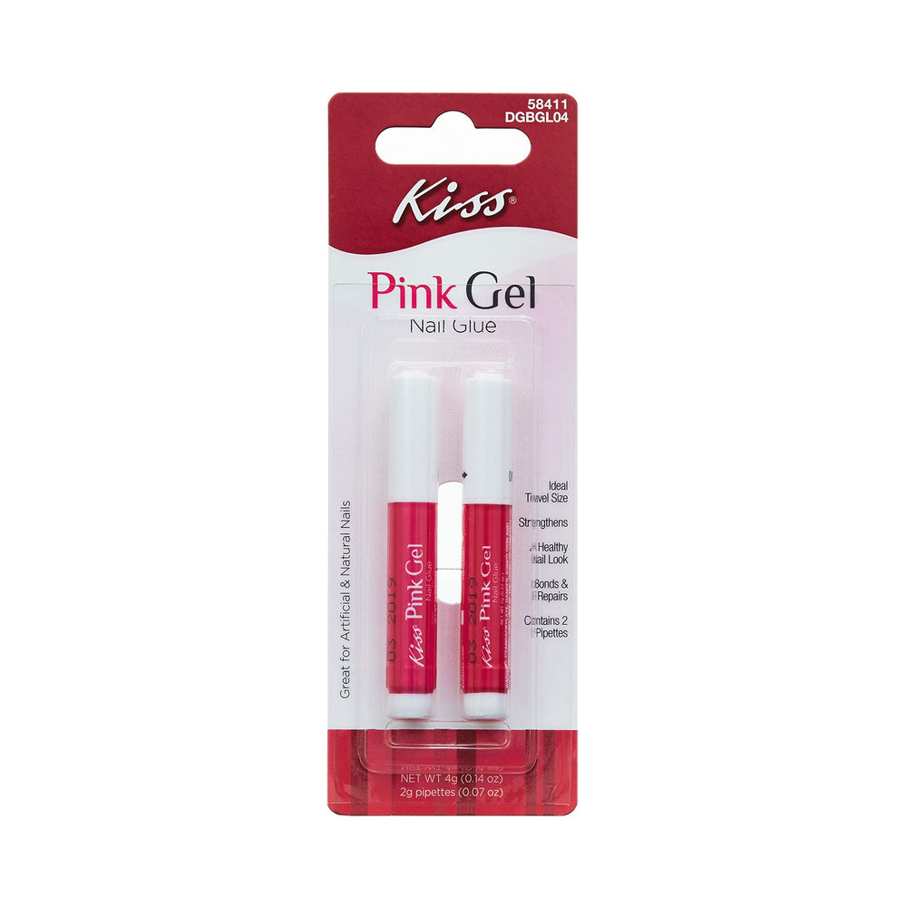 KISS pegamento gel rosa para uñas, botella clara, adhesión suave para diseños duraderos