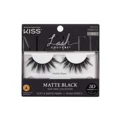 Pestañas KISS negro mate con banda ultrafina sin nudo para un look natural.