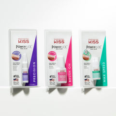 KISS PowerFlex: adhesión fuerte al instante para uñas postizas y tips.