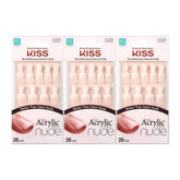 KISS Kiss Salon uñas francesas en tono natural, paquete de 3 para manicura natural