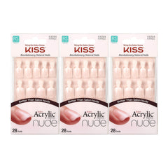 KISS Kiss Salon uñas francesas en tono natural, paquete de 3 para manicura natural