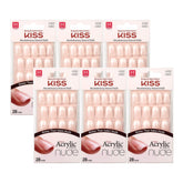 KISS Kiss Salon acrílico acabado francés natural, longitud media, ajuste cómodo.