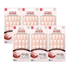KISS Kiss Salon acrílico acabado francés natural, longitud media, ajuste cómodo.