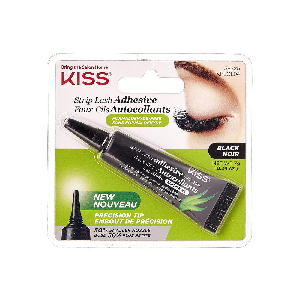 Kiss Adhesivo Negro para Pestañas en envase compacto, fijación duradera