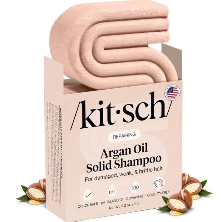 Kitsch Argan Oil Shampoo Bar muestra cabello dañado que puede beneficiarse de la nutrición.