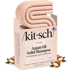 Kitsch Argan Oil Shampoo Bar muestra cabello dañado que puede beneficiarse de la nutrición.