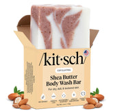 Kitsch barra exfoliante con manteca de karité en la ducha, hidratación profunda.