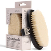 Cepillo seco Kitsch con cerdas suaves para exfoliar sin irritación.