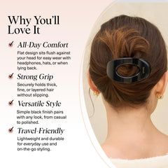 Kitsch Clip Plano Negro en mano, demostrando agarre firme