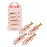 Kitsch clip de pelo sin pliegues con estampado cereza para peinados duraderos.