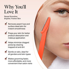 Kitsch Dermaplane Razor exfolia suavemente para una piel más receptiva a los sueros.