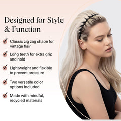 Diadema Zig Zag de Kitsch, ligera y cómoda para uso prolongado.