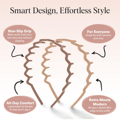 Kitsch diadema zigzag ajustable para comodidad todo el día.