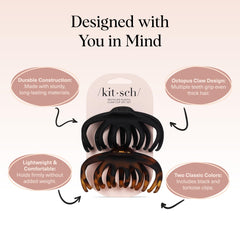 Clip pulpo de Kitsch, diseño duradero para uso diario con cabello grueso.