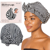 Gorro de ducha Kitsch con diseño rayas para mujer, evita filtraciones mientras te duchas.