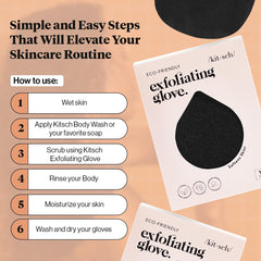 Guante exfoliante Kitsch para afinación de poros, piel más suave y uniforme.