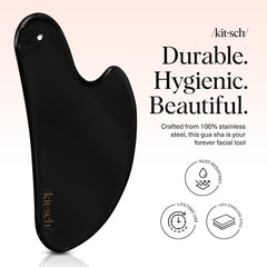 Kitsch Gua Sha facilita drenaje linfático facial para contorno suave.