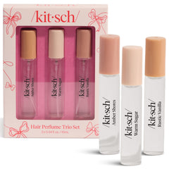 Kitsch perfume para cabello Trio, frascos pequeños para frescura diaria.