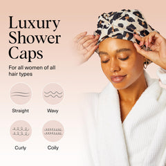 Gorro de ducha reutilizable Kitsch, ajuste antideslizante para no resbalar.