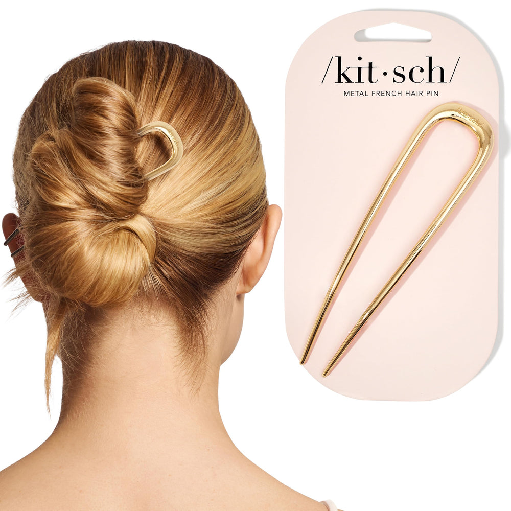 Pin de pelo francés Kitsch oro, detalle elegante para un look pulido y seguro.