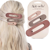 Kitsch pinzas planas en terracota ofrecen sujeción estable para el cabello.