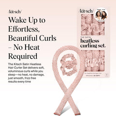 Kitsch conjunto de rizos sin calor con dos coleteros de satén para fijar