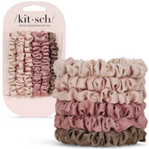 Kitsch Satin Scrunchies conjunto terracota para peinado suave sin marcas.
