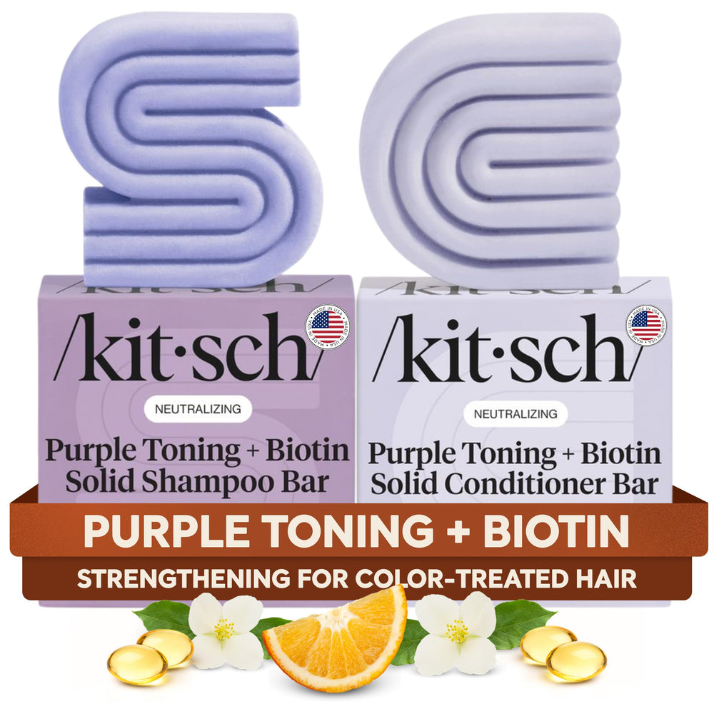 Kitsch shampoing solide violet pour blondes, neutralise les reflets jaunes.