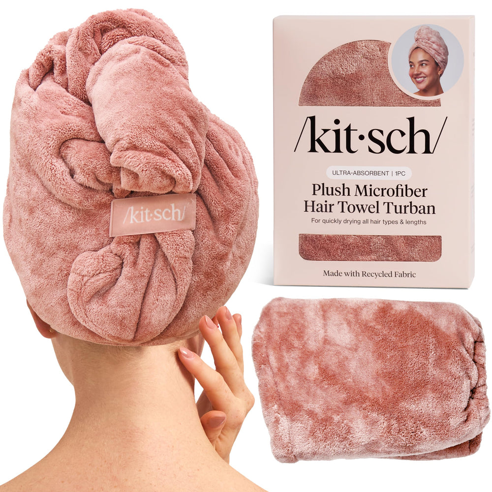 Kitsch toalla microfibra terracota secado rápido para cabello mojado