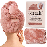 Kitsch toalla microfibra terracota secado rápido para cabello mojado