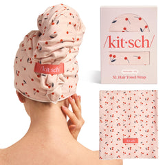 Kitsch toalla de microfibra XL, cabello con cereza, secado rápido y suave.