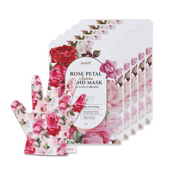 Koelf PETITFEE mascarilla manos pétalos rosa pack, hidratación profunda para manos secas