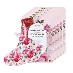 Koelf Petitfee mascarilla pie satinada de pétalos de rosa para pies suaves.