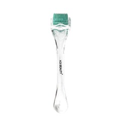Koi Beauty derma roller close-up shows 200 titanium pins for durability.