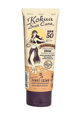 Kokua Sun Care: bote frente muestra protección mineral SPF 50 para toda la piel