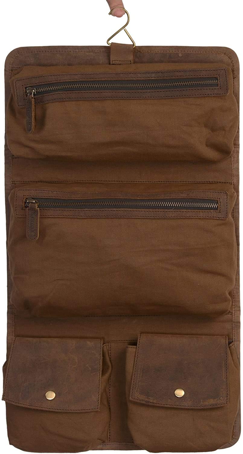 KomalC bolsa higiene colgante en cuero búfalo, estilo compacto y elegante para viajes