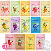 KONEUK 28-pack mascarillas frutas en hojas para hidratación diaria.