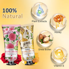 KONEUK crema de manos aroma rosa, hidratación suave para uso diario.