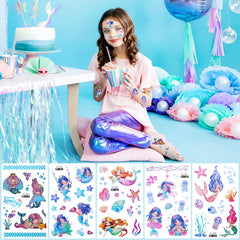 Tatuaje Konsait brillo sirena para verano, colores vivos y duraderos.